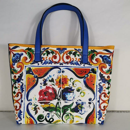 Floral Traveling Shoulder Bag Textured Leather Shopper Large Bag Women Handbags
