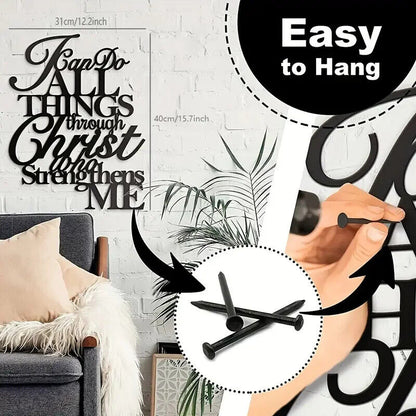 1pc, Metal Art Decoration Indoor Letter Patterned Wall Hanging Wall Decorations
