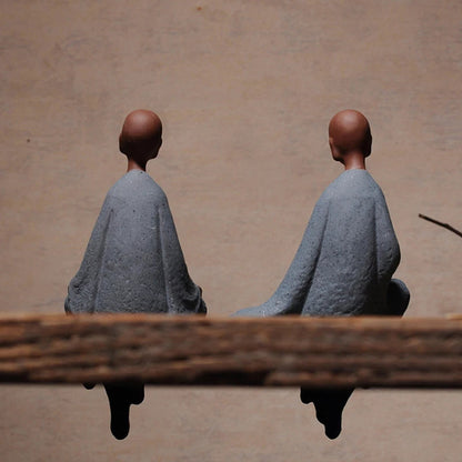 Ceramic Little Monk Figurine Small Buddha Statue Desktop Decorative Sculpture
