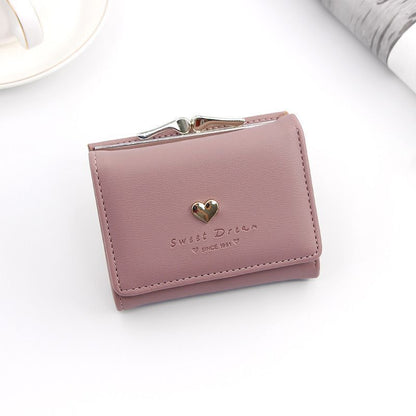 Small Wallet Loving Heart Short Wallet Card Holder Coin Purse Clutch Bags Hasp
