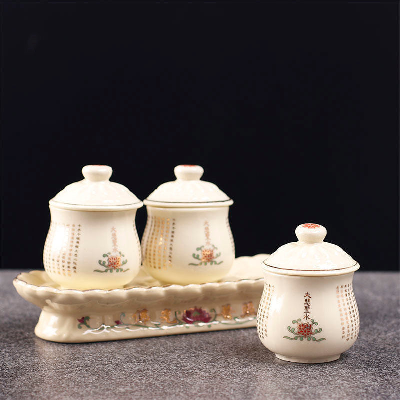 New Buddhism Water Supply Cup Holy Water Cup Ceramic Cup Buddhist Supplies Decor
