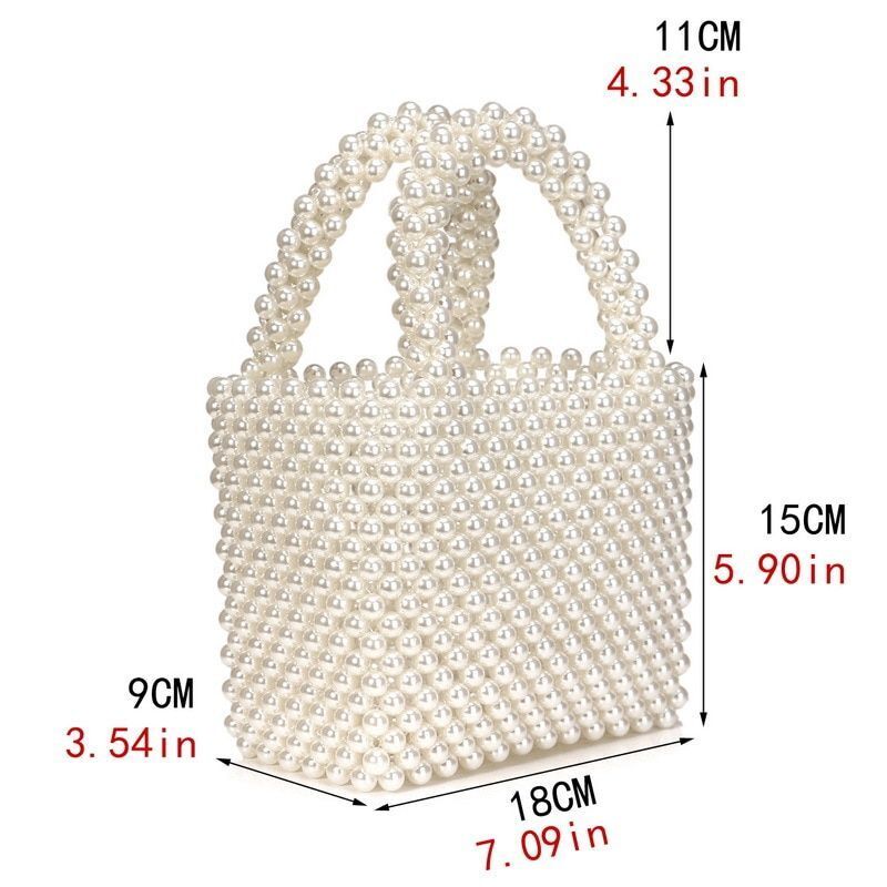 Handmade Pearl Bag Beaded Box Retro Acrylic Plastic Tote Bag Luxury Dinner Bag