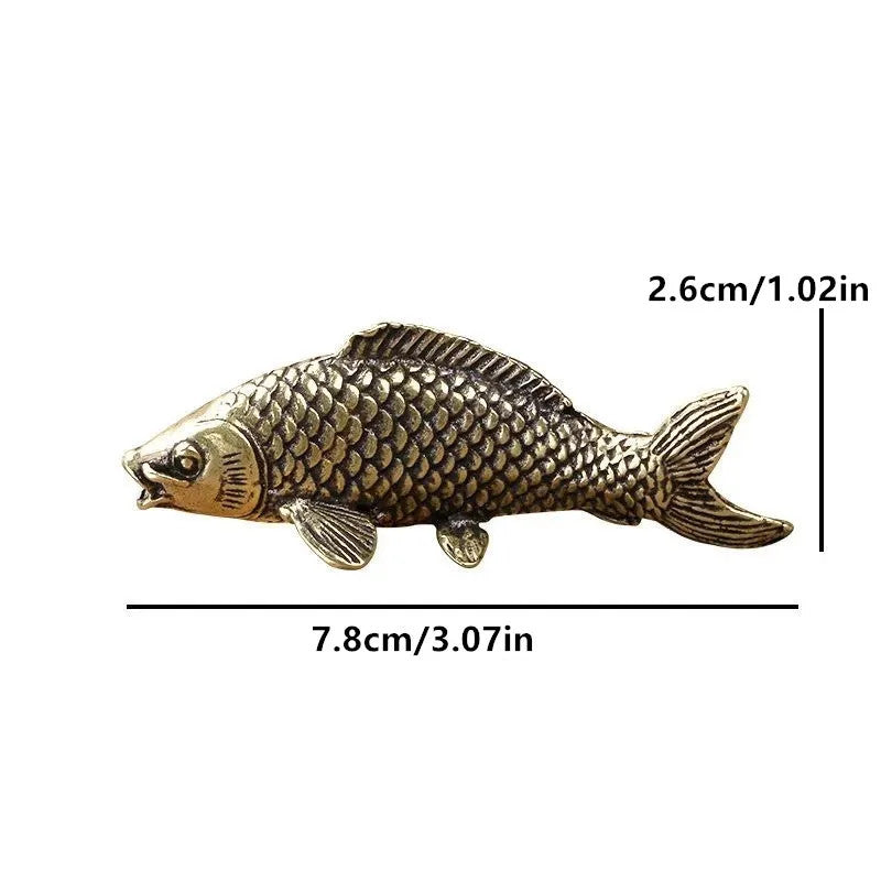 Retro Brass Carp Fish Figurine Miniature Ornament Copper Animal Feng Shui Crafts