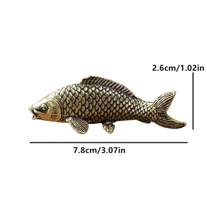 Retro Brass Carp Fish Figurine Miniature Ornament Copper Animal Feng Shui Crafts