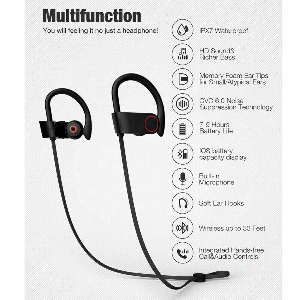 Audifonos Bluetooth 5.0 a Prueba de Agua Auriculares Deportivos inalámbricos!!!