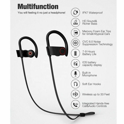 Audifonos Bluetooth 5.0 a Prueba de Agua Auriculares Deportivos inalámbricos!!!