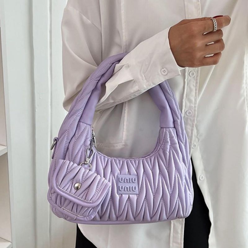 Pleated Shoulder Bag Purses Tote Bags Branded Synthetic Leather Purse Handbags