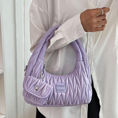 Pleated Shoulder Bag Purses Tote Bags Branded Synthetic Leather Purse Handbags