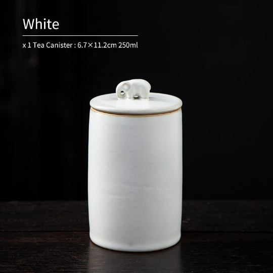 Ceramic Tea Storage Canister with Elephant Lid