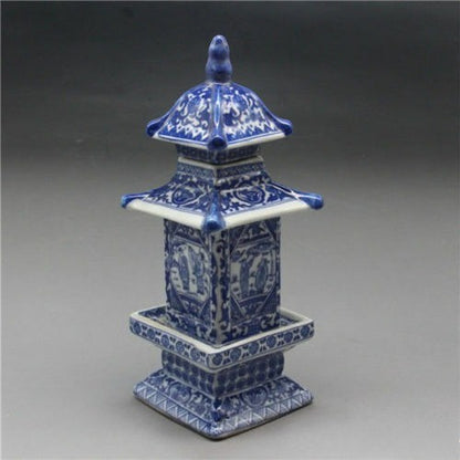 Old Collecting Antique Chinese Blue and White Porcelain Layered Tower Vases