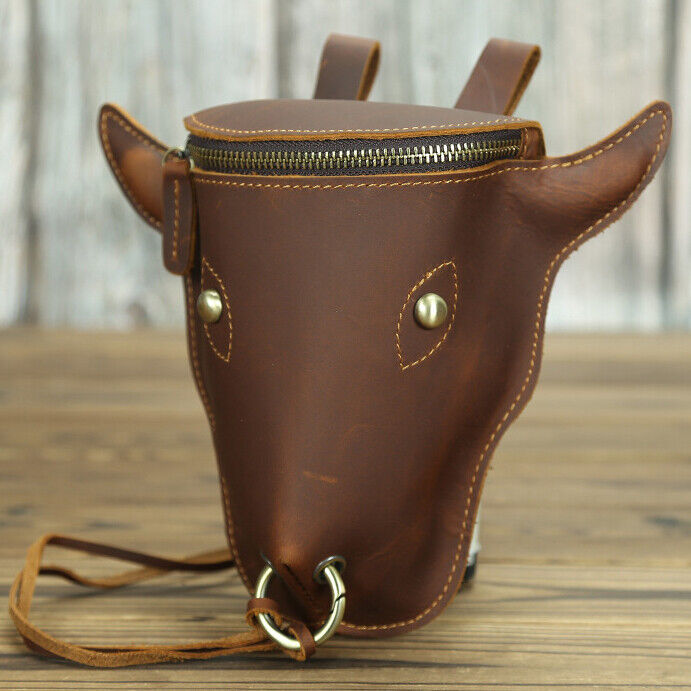 Designer Real Gain Leather Men's Vintage Bull Waist Bags Belt Bag & Fanny Pack