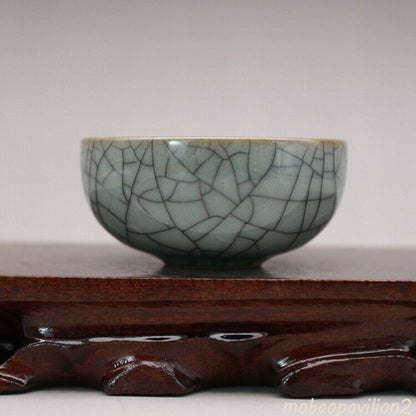 2.55 Inches Old Cracked Porcelain Song Guan Kiln Celadon Glaze Cup Tea Set