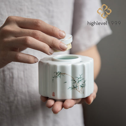 Ceramics Tea Caddy 60ml 2.0oz Storage Tank Chinese Kung Fu Tea Set Accessories
