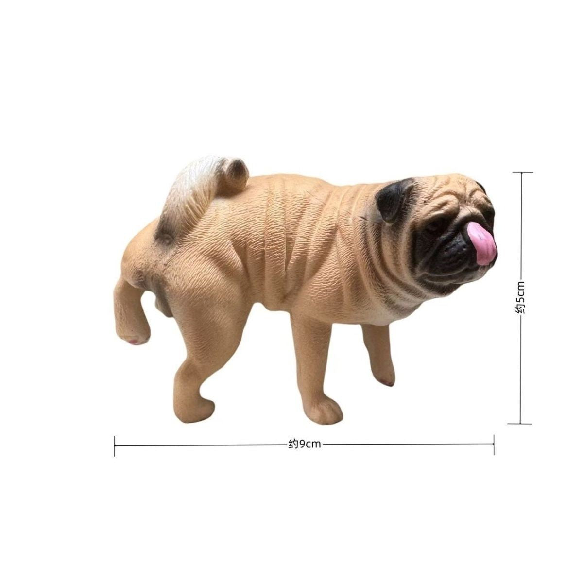 Realistic Pug Dog Figurine 9x5cm Solid PVC Funny Pet Model Kids Toy Decor