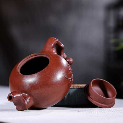 Yixing Zisha Teapot 550ml Handmade Peach Shape Qingshui Clay Kung Fu Pot