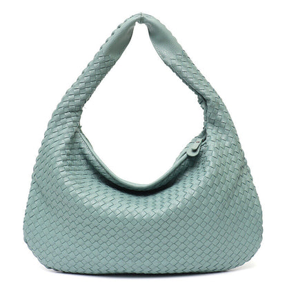 Leather Bag Woven Female Handbag Big Patchwork Zipper Women Shoulder Bags