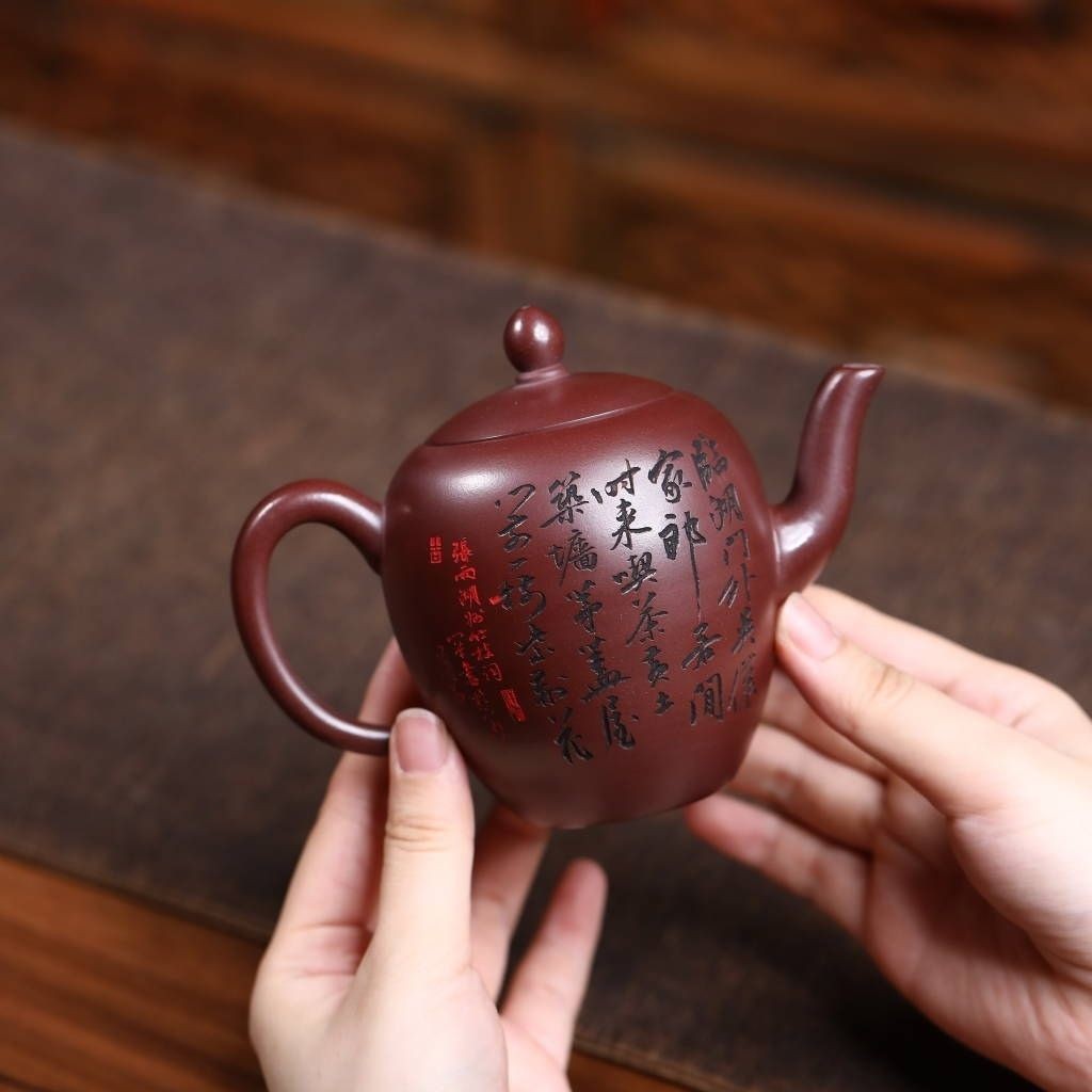 Yixing Zisha Teapot Longxue Sha Hand Painted 240ml Gongfu Tea Pot