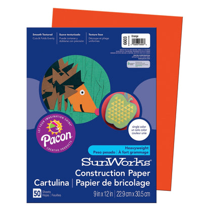 SunWorks Construction Paper, Orange, 9" x 12", 50 Sheets