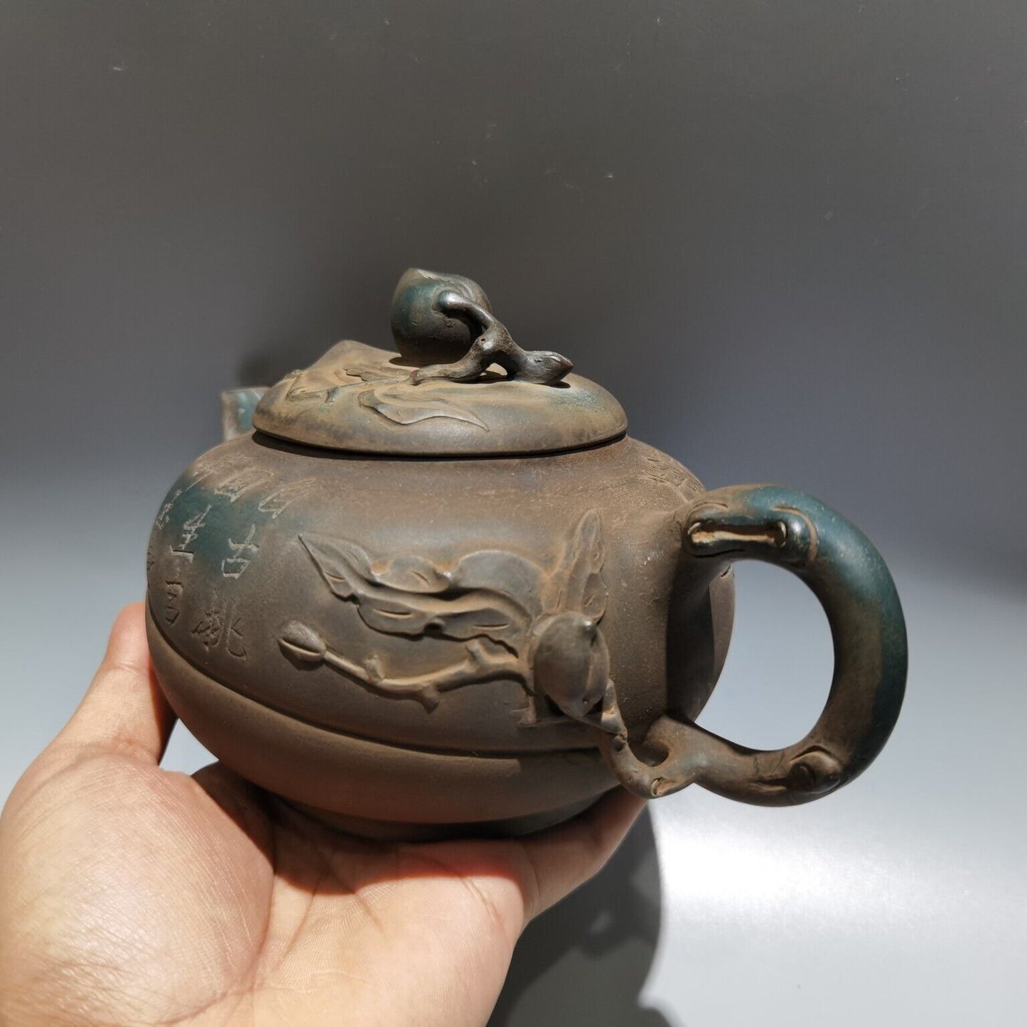 vintage China yixing purple clay teapot zisha ceremony ceramic peach teaware art