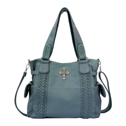 Celela Women Concealed Carry Braided Tote Shoulder Handbag Purse bags wallet
