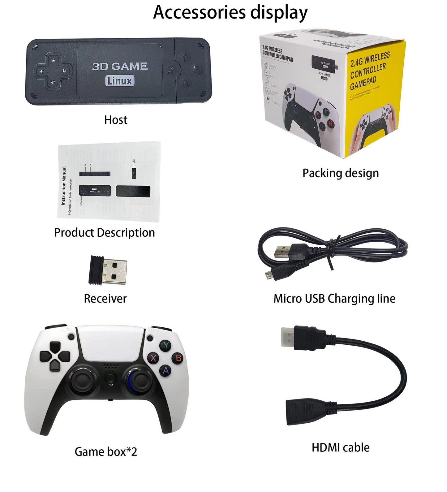U9 Pro Game Stick 4K Video Game Console 3D Wireless Controller TV Stick Hd 4K