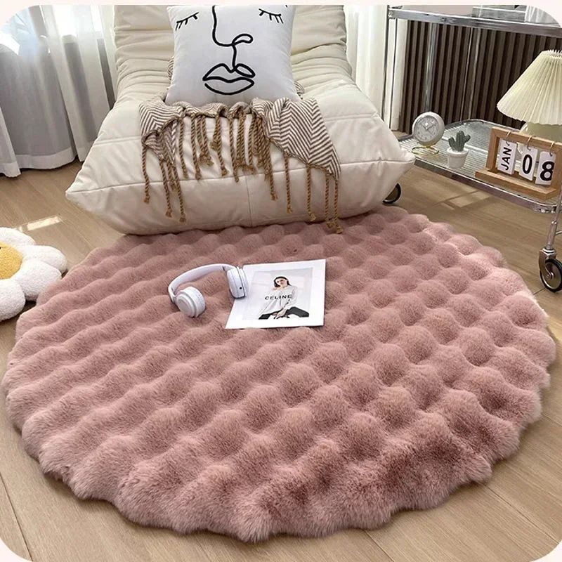 Area Rugs Soft Plush Nordic Round Carpets Living Room Bedroom Non Slip Floor Mat