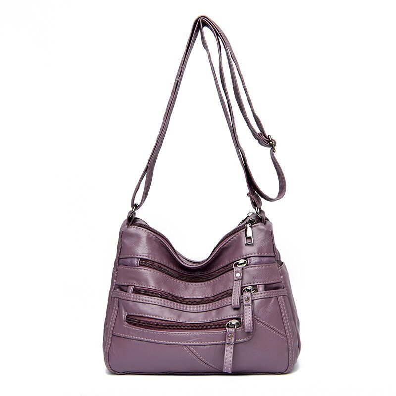 Women's Soft Leather Shoulder Bags Multi-Layer Crossbody Bag Handbag