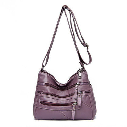 Women's Soft Leather Shoulder Bags Multi-Layer Crossbody Bag Handbag