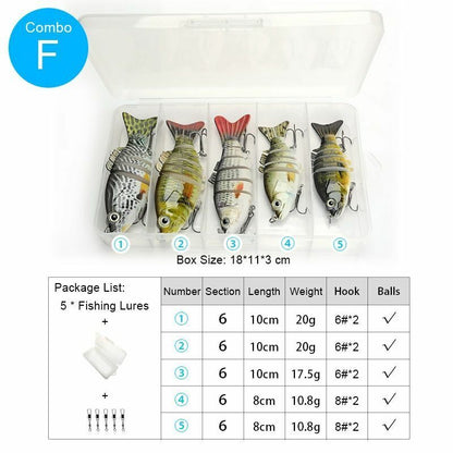 5Pcs/Set Sinking Wobblers Crankbaits Fishing Kit Artificial Hard Lures Swimbaits