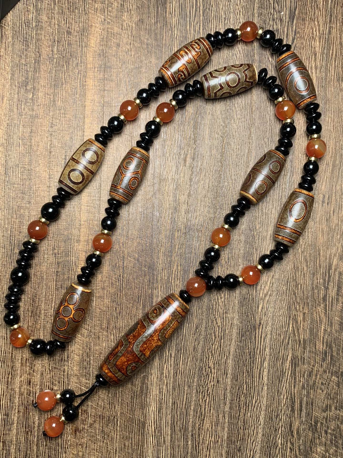 Collection Tibetan Style Old Agate Three~Nice Eyes Dzi Bead Amulet Pendant 2