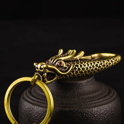 Solid Brass Smiling Maitreya Buddha Figures Tag Keychain Pendant Vintage Copper