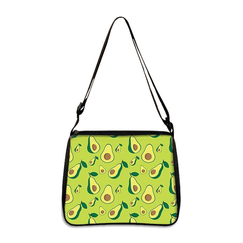 Cute Avocado Lemon Print Shoulder Bags Handbag Clutch Lipstick Purse Storage Bag