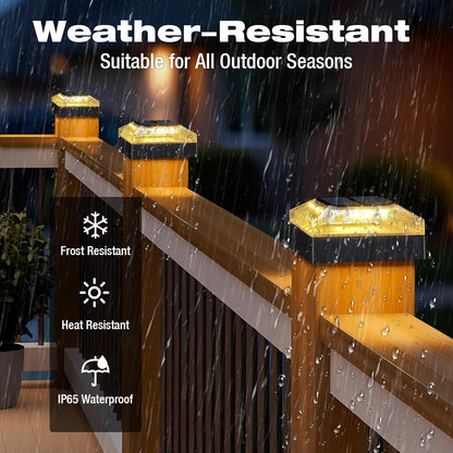 4X4 Solar Post Cap Lights Outdoor – 1 Pack Fence Post Light with 3 Color Modes,