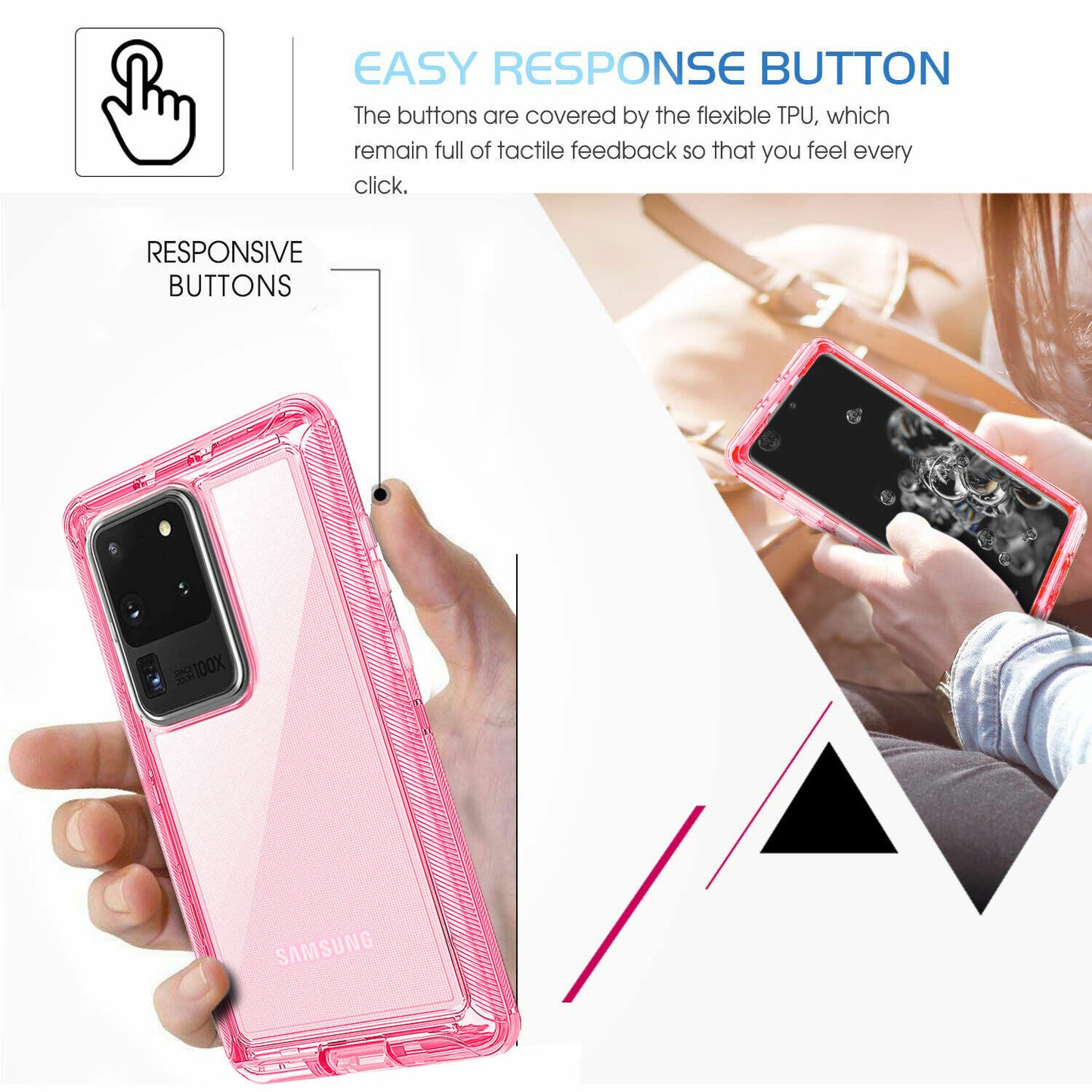 For Samsung Galaxy S20 Ultra Plus Transparent Case Clear Phone Cover + Accessory