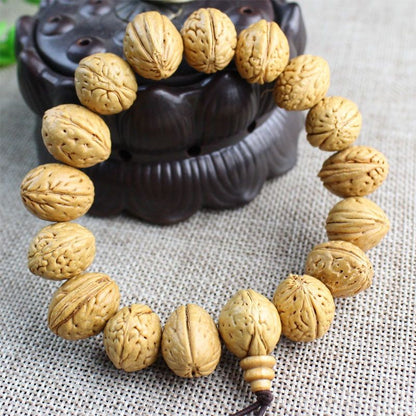 Wild Peach Core Bead Bracelet Brain Pattern Peach Buddhist Mala Prayer Jewelry