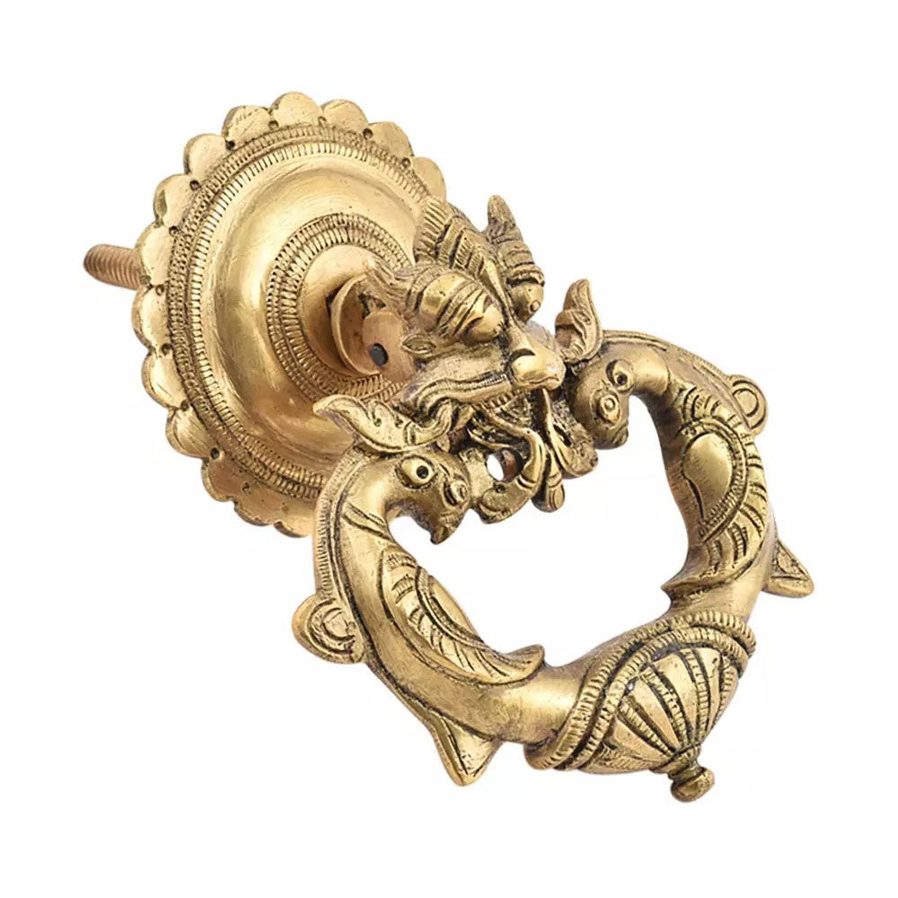 Antique Look Brass Dragon Head Design Door Knocker Ring
