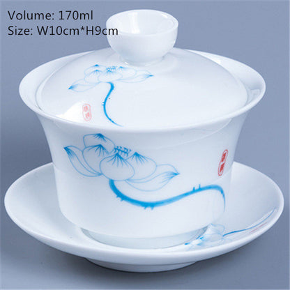 Multi-size Porcelain Gaiwan Chinese Kungfu Tea Set Cup Bowl Creative Cup Saucer