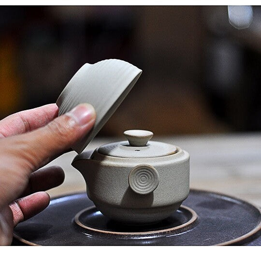 Portable Tea Set Ceramic Pottery Tea Pot With Infuser Holes Matching Tea Cup New