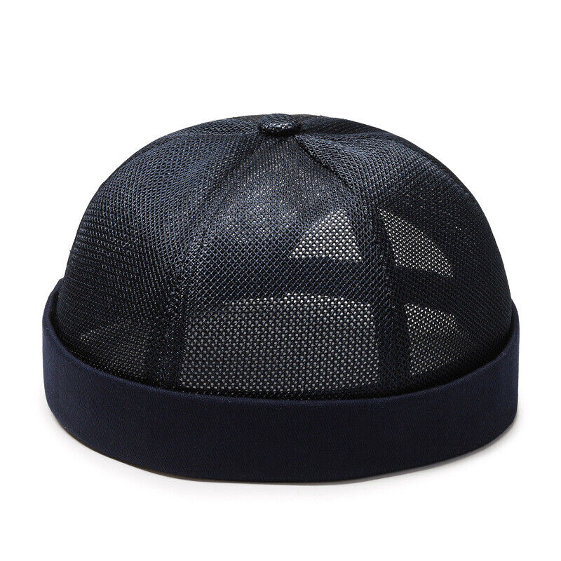 Men's Retro Brimless Hat Skull cap Sailor Cap Beanie Rolled Cuff Adjustable*