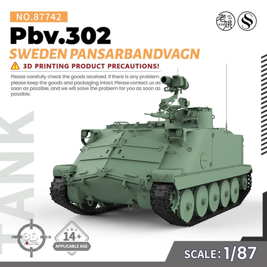SSMODEL SS87742 1/87 HO Scale Railway Military Sweden Pansarbandvagn Pbv.302