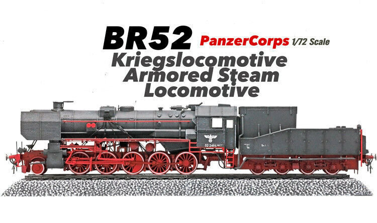 1:72 PanzerCorps BR52 Kriegslocomotive Amored Steam Locomotive Plastic Model