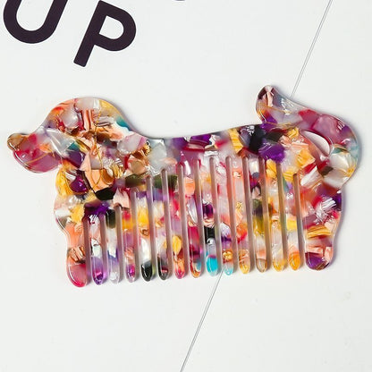 Women Hair Comb 12cm Acetic Acid Sheet Hollow Out Puppy Wide Tooth Girl Hairwear