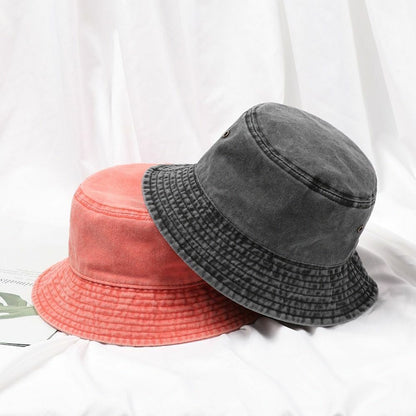 Women's Bucket Hats Retro Washed Cotton Foldable Fisherman Men Outdoor Sunscreen