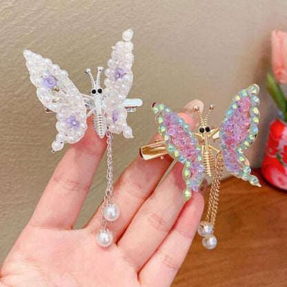 Moving Butterfly Pearl Hair Clips Flying Shiny Rhinestone Hairpin Barrettes Best