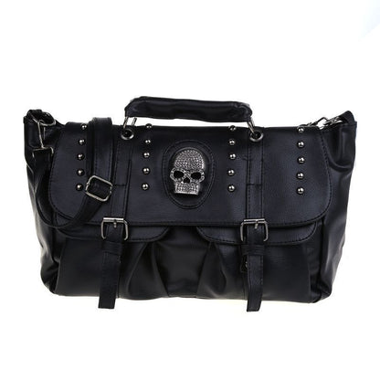 Punk Style Handbag Synthetic Leather Skull Tote Bag Large Shoulder Bag Crossbody