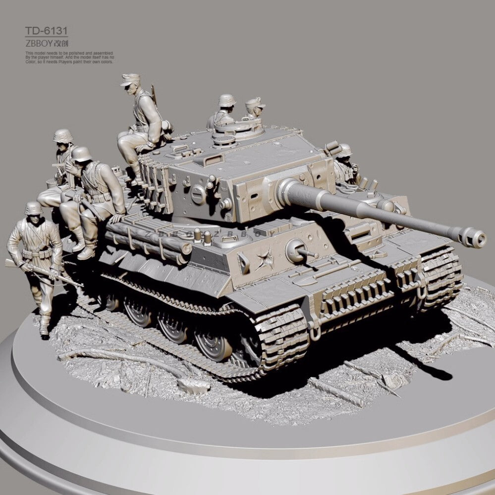 1/48 resin figure model Kit 3D printing of WW II tanks and soldiers Unassembled