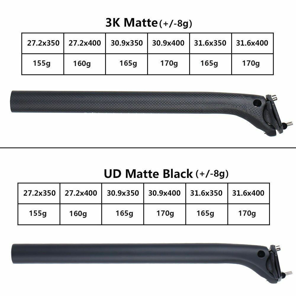 Carbon Fiber Seat Post MTB/Road Bike Seatpost 27.2/30.9/31.6mm Offset 20mm Light
