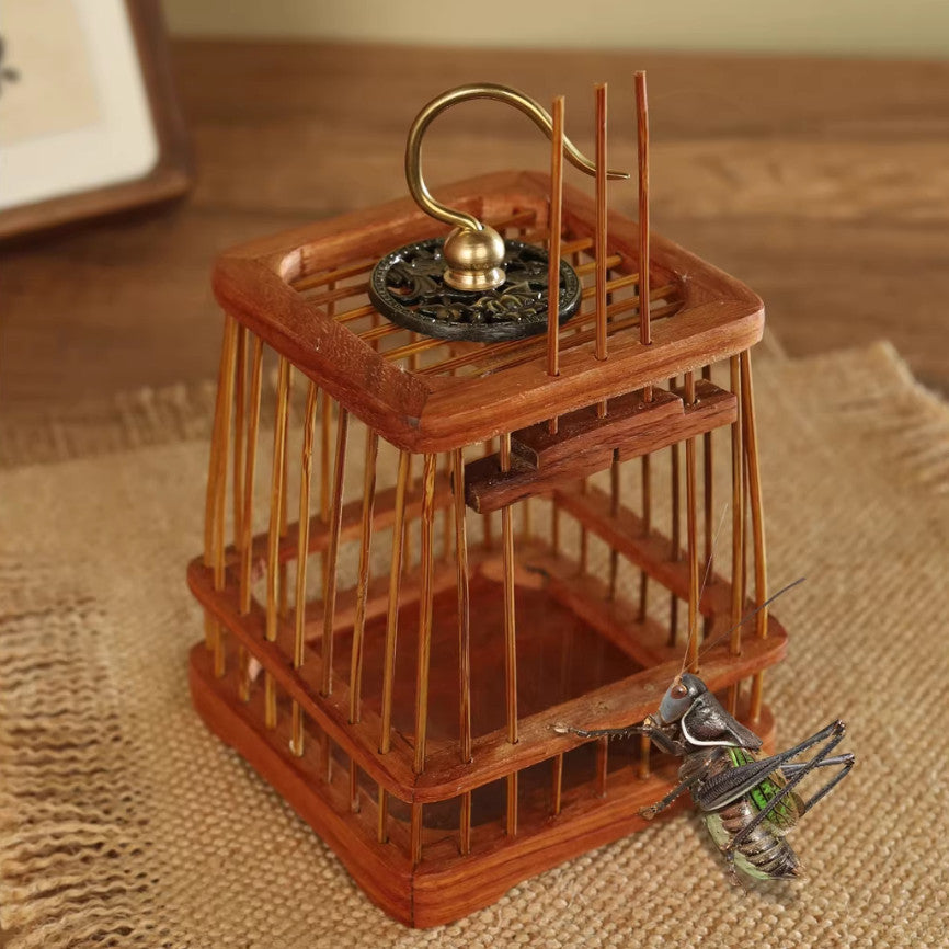 Chinese Handmade Bamboo Wood Insect Cricket Cicada Grasshopper Cage
