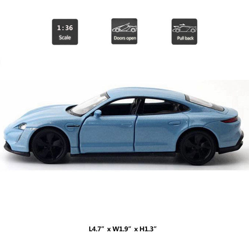 1:36 Porsche Taycan Turbo S Model Car Diecast Toy Vehicle Kids Toys Gifts Blue