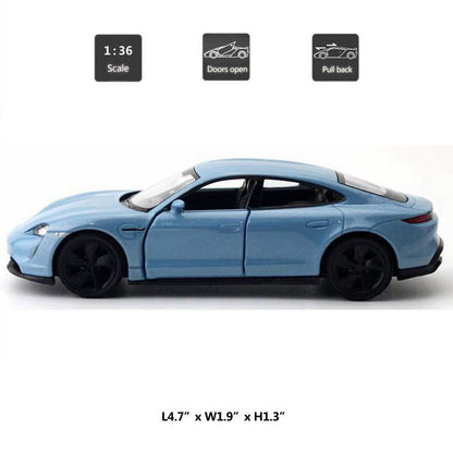 1:36 Porsche Taycan Turbo S Model Car Diecast Toy Vehicle Kids Toys Gifts Blue